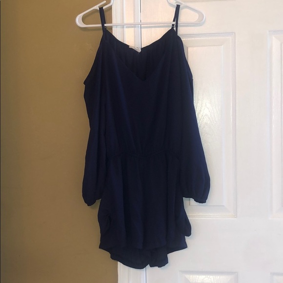 Open-shouldered navy ROMPER - Picture 2 of 4